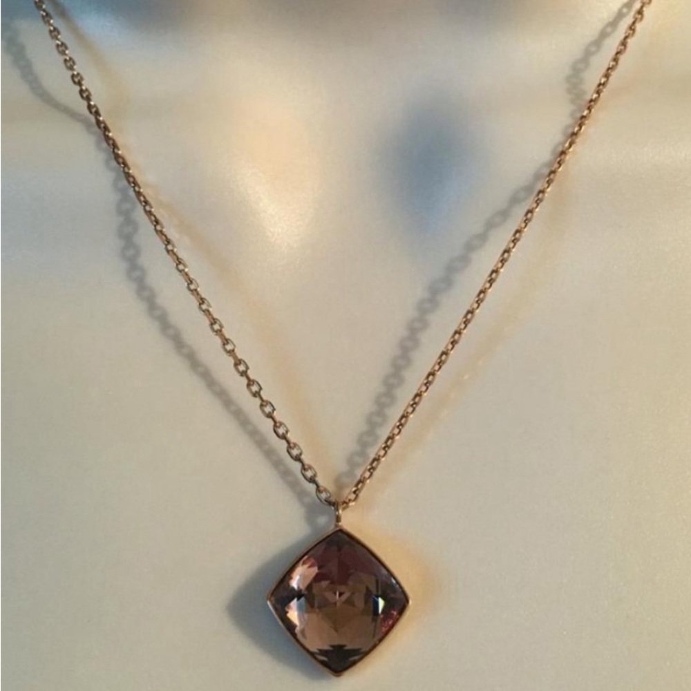 Swarovski Elegant Gold Necklace with Purple Pendant